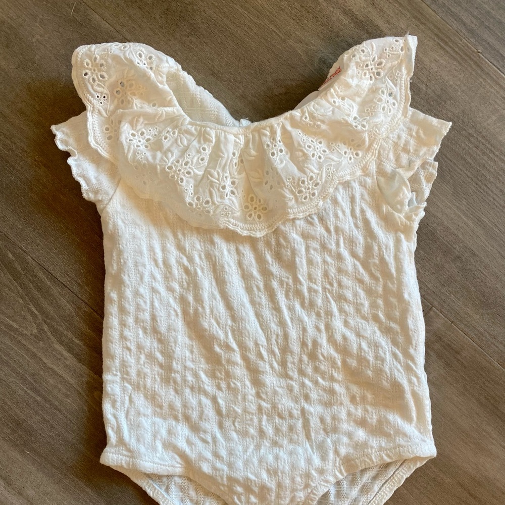 Girls white onesie with collar